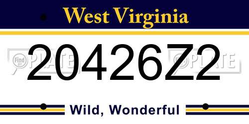 20426Z2 West Virginia License Plate