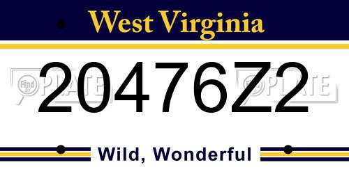 20476Z2 West Virginia License Plate