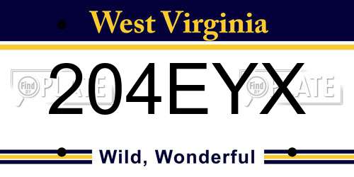 204EYX West Virginia License Plate
