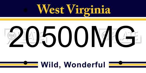 20500MG West Virginia License Plate