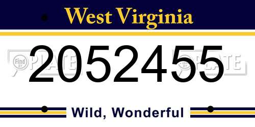 2052455 West Virginia License Plate