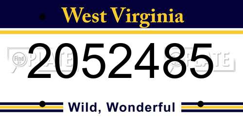 2052485 West Virginia License Plate