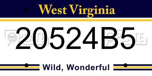 20524B5 West Virginia License Plate