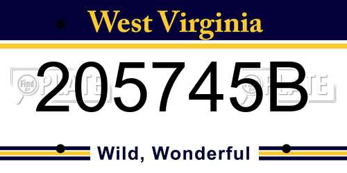 205745B West Virginia License Plate