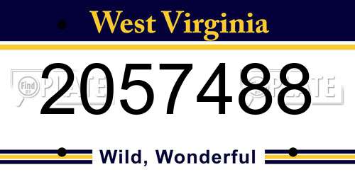 2057488 West Virginia License Plate