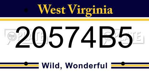 20574B5 West Virginia License Plate