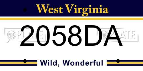 2058DA West Virginia License Plate