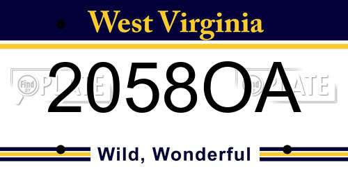 2058OA West Virginia License Plate