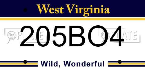 205BO4 West Virginia License Plate