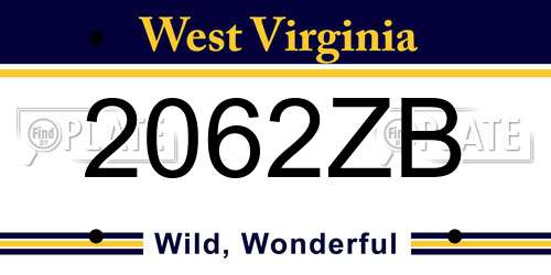 2062ZB West Virginia License Plate