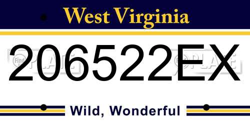 206522EX West Virginia License Plate