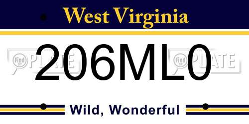 206ML0 West Virginia License Plate