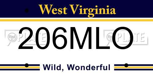 206MLO West Virginia License Plate