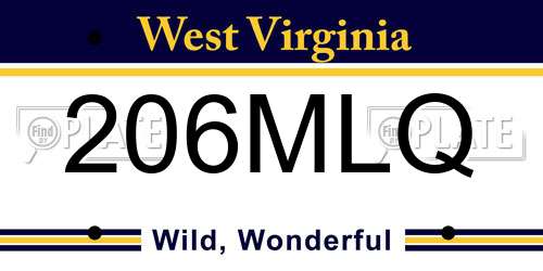 206MLQ West Virginia License Plate