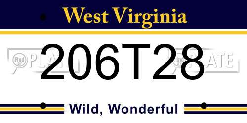 206T28 West Virginia License Plate
