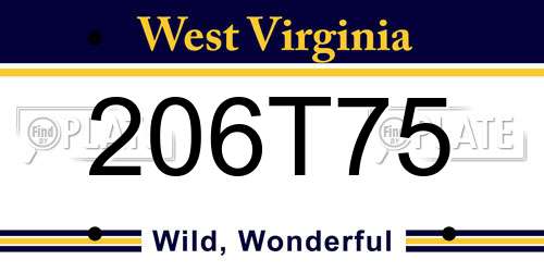 206T75 West Virginia License Plate