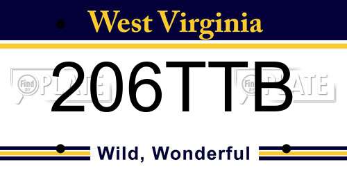 206TTB West Virginia License Plate