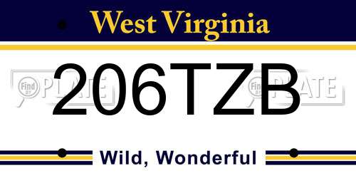 206TZB West Virginia License Plate