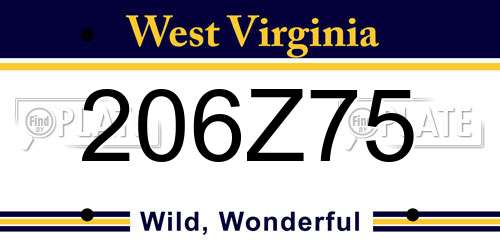 206Z75 West Virginia License Plate