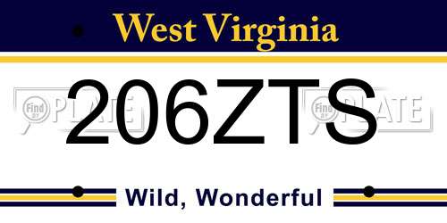 206ZTS West Virginia License Plate