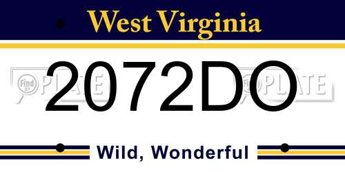 2072DO West Virginia License Plate