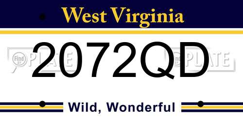 2072QD West Virginia License Plate