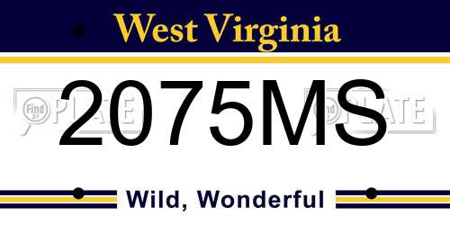 2075MS West Virginia License Plate