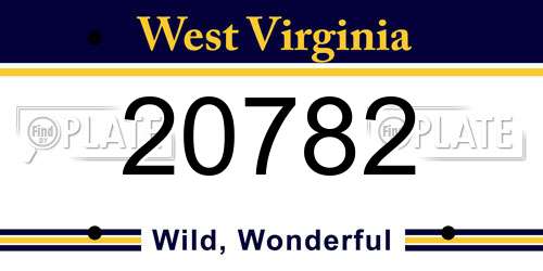 20782 West Virginia License Plate