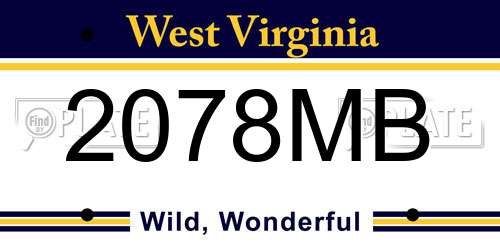 2078MB West Virginia License Plate