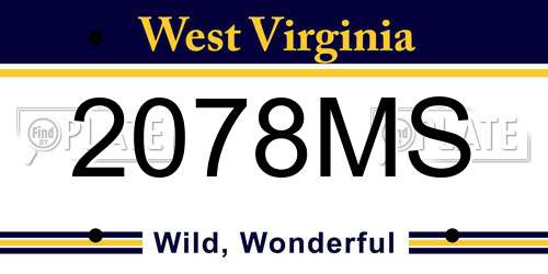 2078MS West Virginia License Plate