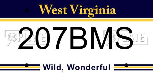 207BMS West Virginia License Plate
