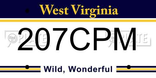 207CPM West Virginia License Plate