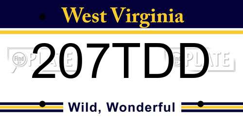 207TDD West Virginia License Plate