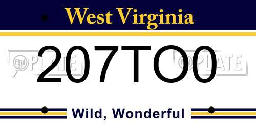 207TO0 West Virginia License Plate