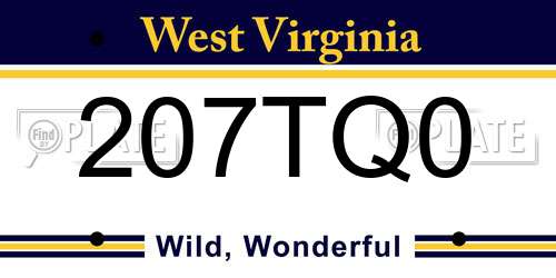 207TQ0 West Virginia License Plate