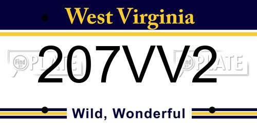 207VV2 West Virginia License Plate