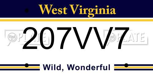 207VV7 West Virginia License Plate