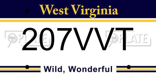 207VVT West Virginia License Plate