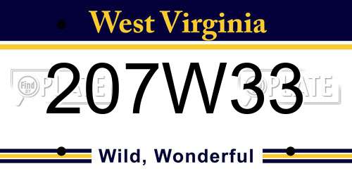 207W33 West Virginia License Plate