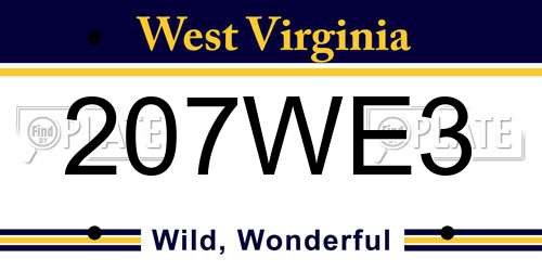 207WE3 West Virginia License Plate