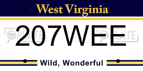 207WEE West Virginia License Plate