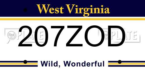 207ZOD West Virginia License Plate