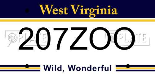 207ZOO West Virginia License Plate