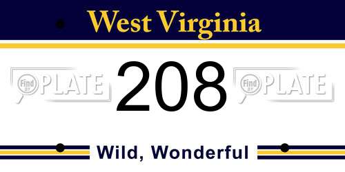 208 West Virginia License Plate
