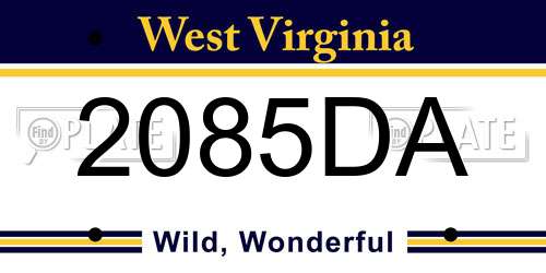 2085DA West Virginia License Plate
