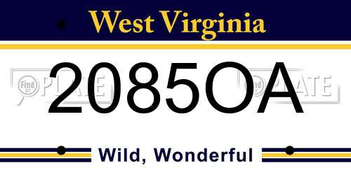 2085OA West Virginia License Plate