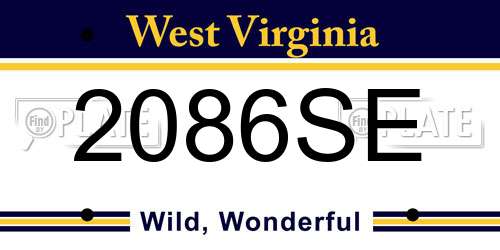 2086SE West Virginia License Plate