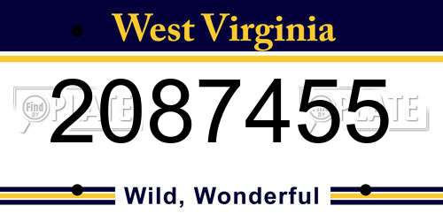 2087455 West Virginia License Plate