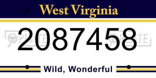 2087458 West Virginia License Plate