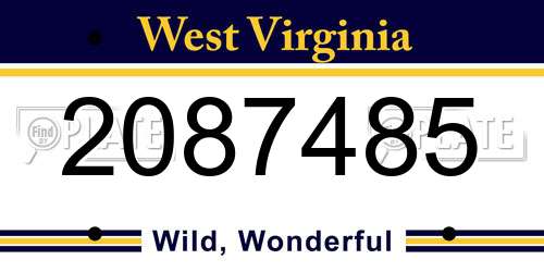 2087485 West Virginia License Plate